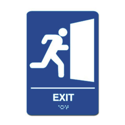 Exit ADA Sign White on Blue