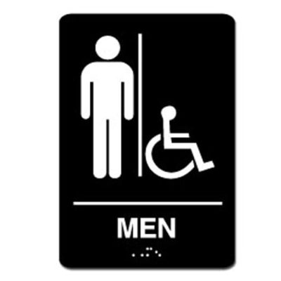Mens Accessible ADA Restroom Sign White on Black